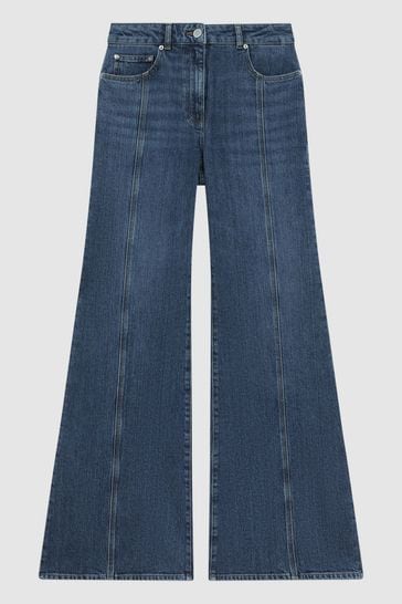 Buy Reiss Mid Blue Juniper Petite Flared Front Seam Jeans from Next Hungary
