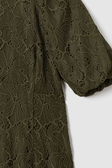 Buy Florere Lace Puff Sleeve Midi Dress from Next Bahrain