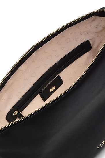 Black shoulder shop bag with zip