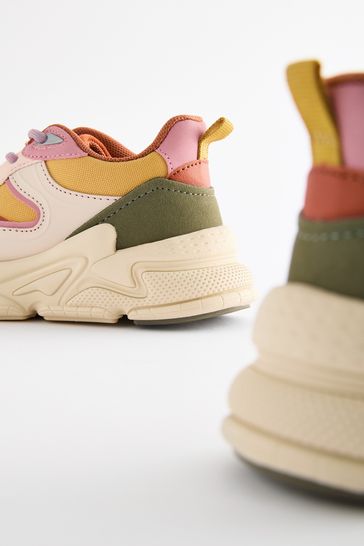 Buy Pink Yellow Chunky Lace Up Trainers from Next United Arab Emirates