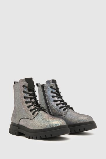 Schuh Caring Lace-Up Silver Boots