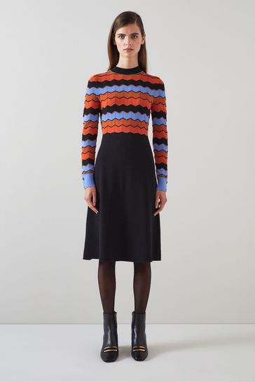 LK Bennett Elina Multi-Colour Wavy Knit Dress