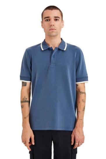 Buy SEALSKINZ Hethersett Light Blue Tipped Collar Polo Shirt from