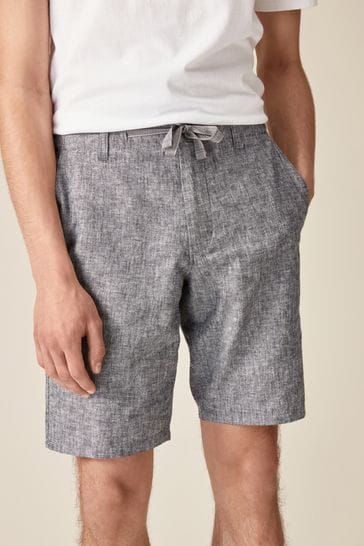 Grey Linen Viscose Shorts