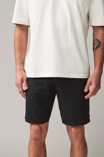 Black Linen Viscose Shorts