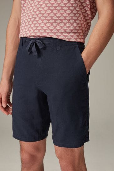 Navy Linen Viscose Shorts