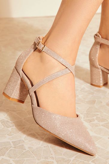 Gold shoes block heel new arrivals