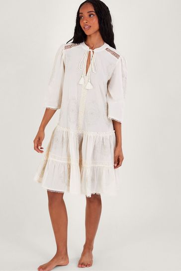 Buy Monsoon Natural Penny Embroidered Kaftan from Next Ireland