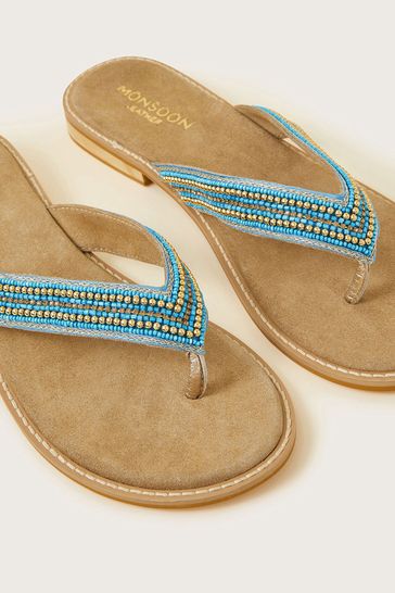 Buy Monsoon Blue Embellished Toe Post Sandals from Next Bahrain