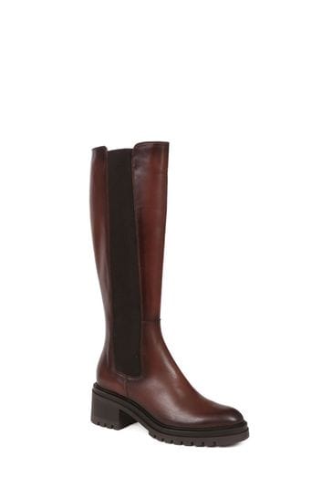 Jones Bootmaker Domenica Leather Knee Length Brown Boots