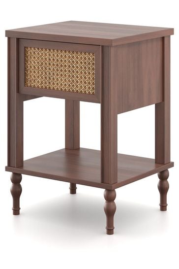 Buy Feather Black Vintage Rattan Bedside Chest from the Laura