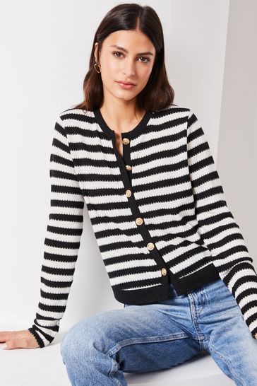 Lipsy Black/White Button Through Cardigan