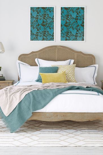 Feather Black Weathered Oak Sienna Rattan Bed