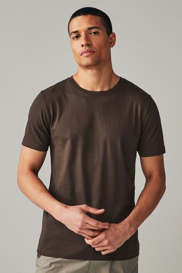Brown Dark Chocolate Slim Fit Essential Crew Neck T-Shirt