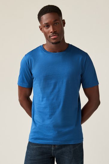 Blue Bright Slim Essential Crew Neck T-Shirt