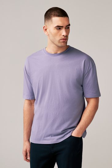Purple Lilac Relaxed Fit Essential Crew Neck T-Shirt