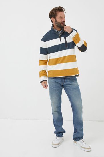 FatFace Yellow Airlie Rugby Stripe Sweatshirt