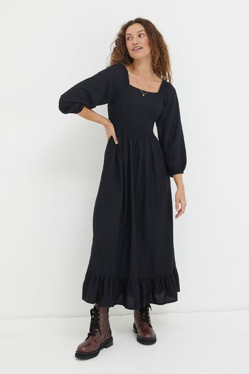 FatFace Black Adele Midi Dress