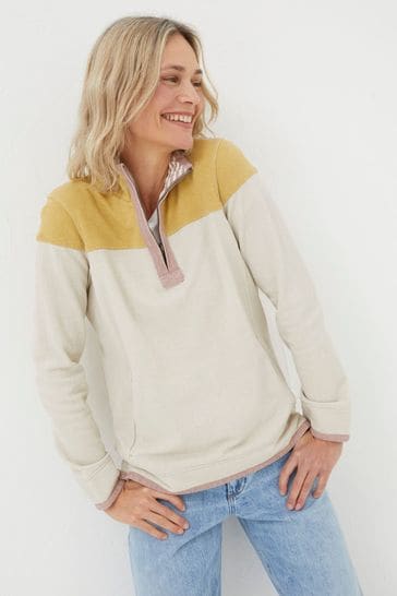 FatFace Yellow Airlie Colour Block Sweatshirt