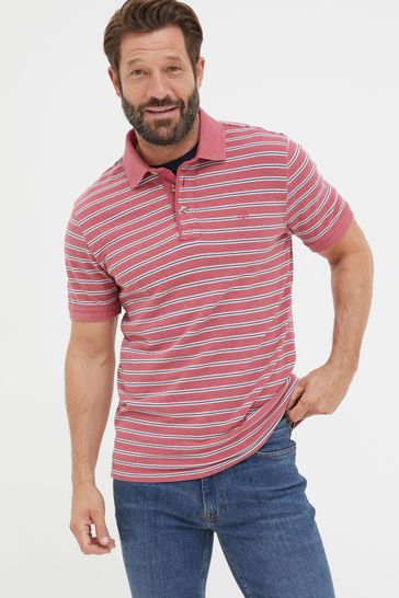 FatFace Pink Organic Stripe Polo Shirt