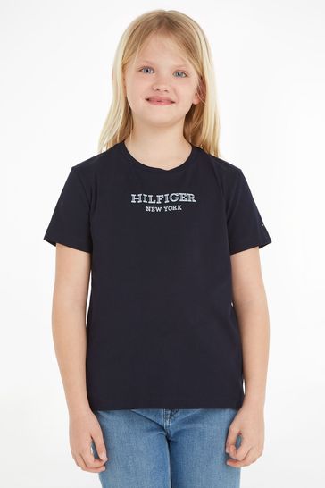Tommy Hilfiger Blue Monotype Foil Print T-Shirt