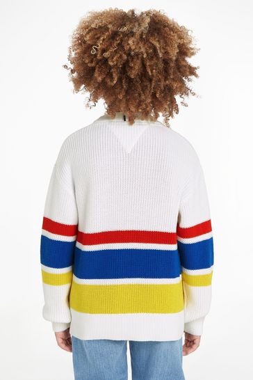 Buy Tommy Hilfiger White Bold Stripe Sweater from Next Luxembourg