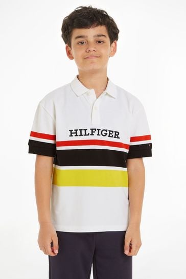 Tommy Hilfiger Bold Stripe White Polo Top