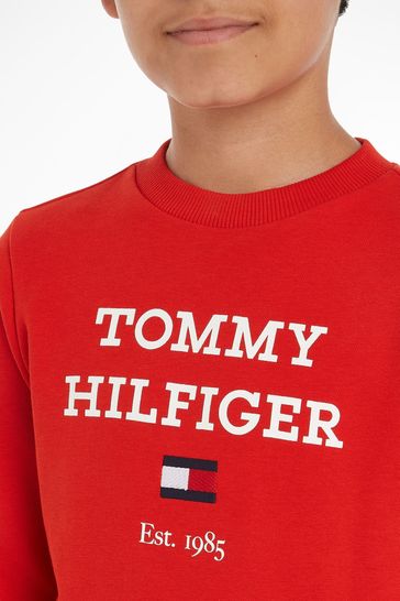 Hilfiger red sweatshirt hotsell