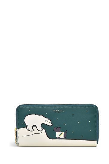 Radley London Large Green Bear With Me Zip Around Matinee Purse