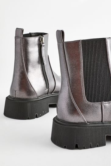 Buy Silver Metallic Standard Fit F Chunky Chelsea Boots from Next Italy