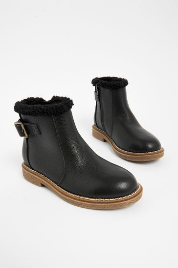 Buy Black Leather Buckle Ankle Boots from Next Turkey