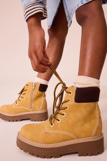 Buy Tan Brown Lace Up Chunky Boots from Next Bahrain