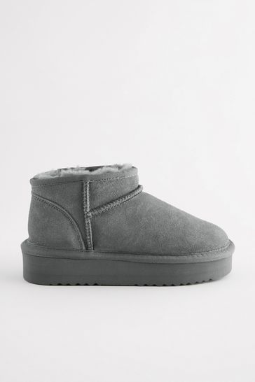 Buy Grey Suede Faux Fur Lined Pull On Ankle Boots from Next Bahrain