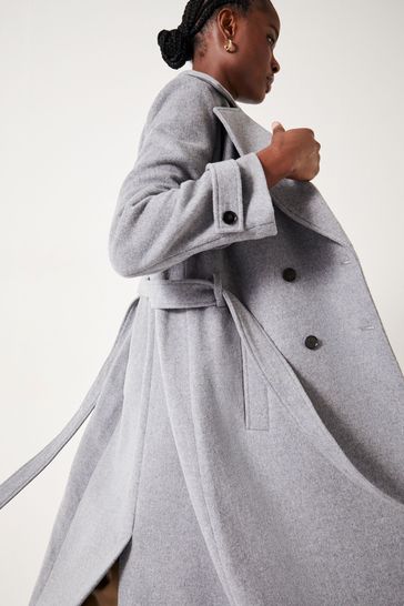 Buy Hush Grey Wool Belted Trench Coat from Next Poland