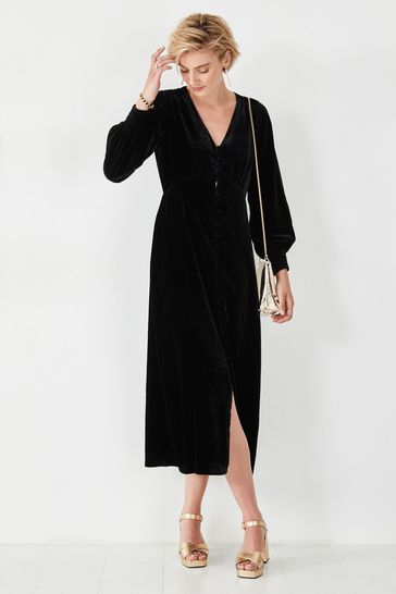 Buy Hush Black Velvet Valeria Midi Dress from Next Kuwait