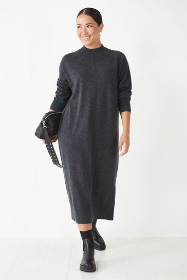 Hush Grey Kara Seam Detail Knitted Dress