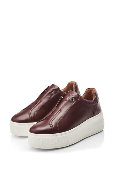 Buy Moda in Pelle Red Auben Slip On Chunky Wedge Trainers from