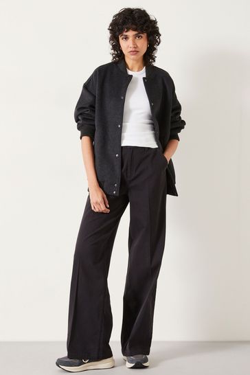 Hush Black Camille Flat Front Cotton Trousers