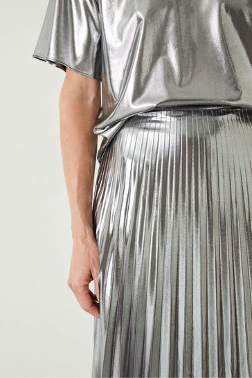 Hush metallic pleated skirt hotsell