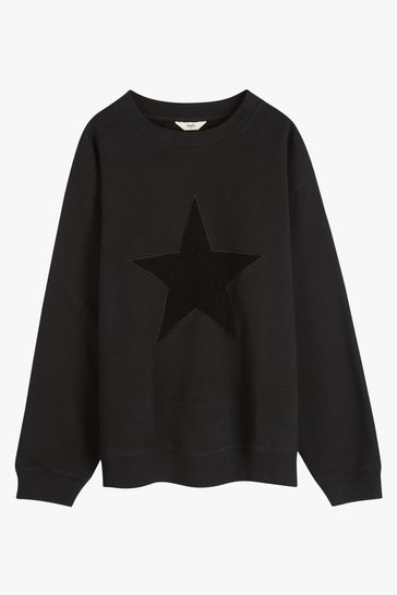 Hush Black Simran Star Texture Sweatshirt