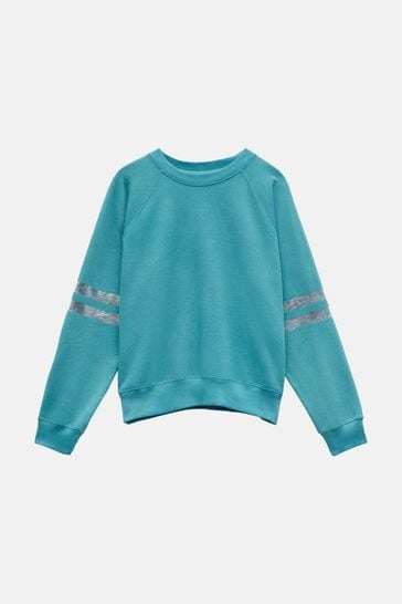 Hush Blue Metallic Stripe Relaxed Sweatshirt