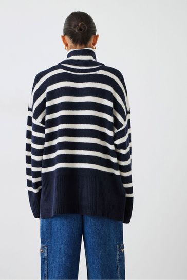 Hush Blue Rhona Striped Roll Neck Jumper