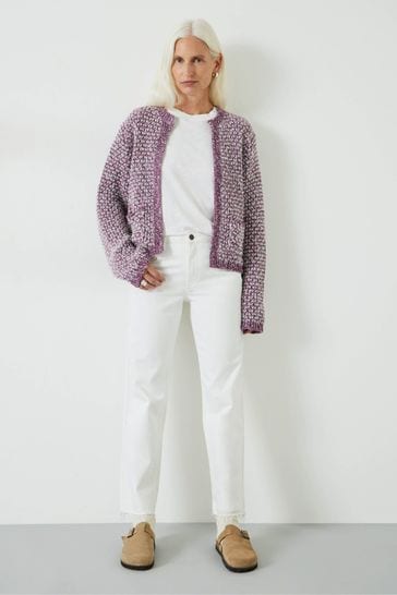 Hush Purple Girija Textured Stitch Knitted Cardigan