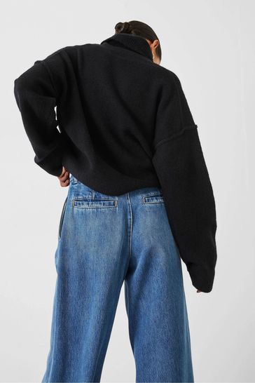 Black cropped top roll neck jumper
