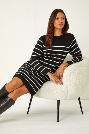 Striped dress cheap with boots