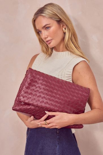 Buy Red Weave Clutch Bag from Next Croatia