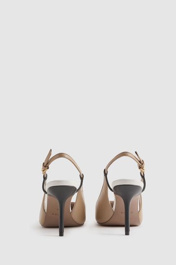 Buy Reiss Nude Leena Leather Suede Pointed Slingback Heels from