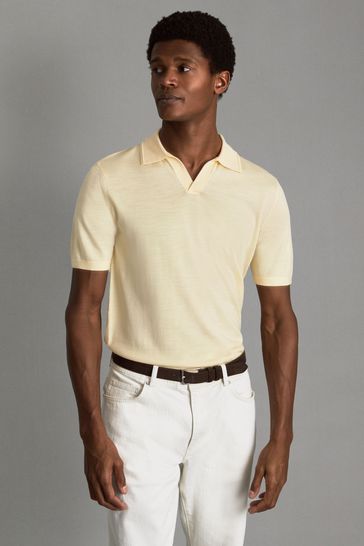 Buy Reiss Buttermilk Yellow Duchie Merino Wool Open Collar Polo Shirt from Next Turkey