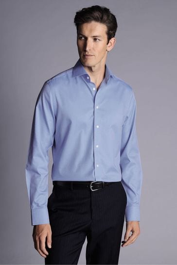 Charles Tyrwhitt Blue Cornflower Non-iron Twill Cutaway Slim Fit Shirt