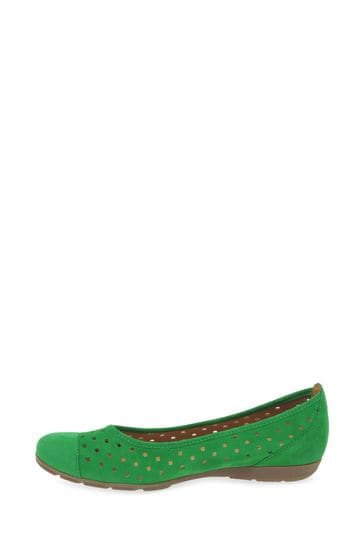Buy Gabor Green Ruffle Verde Suede Ballerina Style Shoes from the